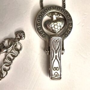 Brighton ID Badge Clip Lanyard Necklace One Size Silver Tone Southwestern